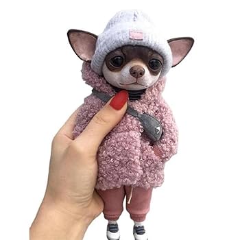 チワワぬいぐるみ　ハンドメイド Amazon | 手作り人形樹脂立っている子犬ぬいぐるみフィギュア